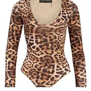 Naked Wardrobe Leopard Bodysuit – Size L | Fall Chic or Cat Halloween Look